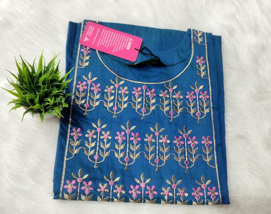 Office Wear Embroidery Kurtis - ocean