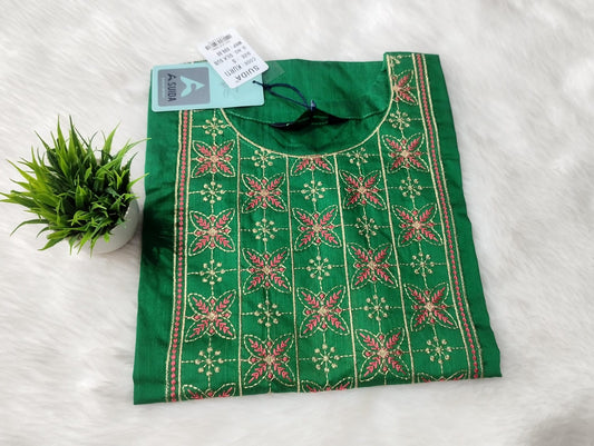 Office Wear Embroidery Kurtis - green-pea