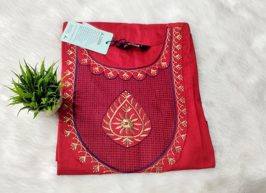 Office Wear Embroidery Kurtis - cardinal