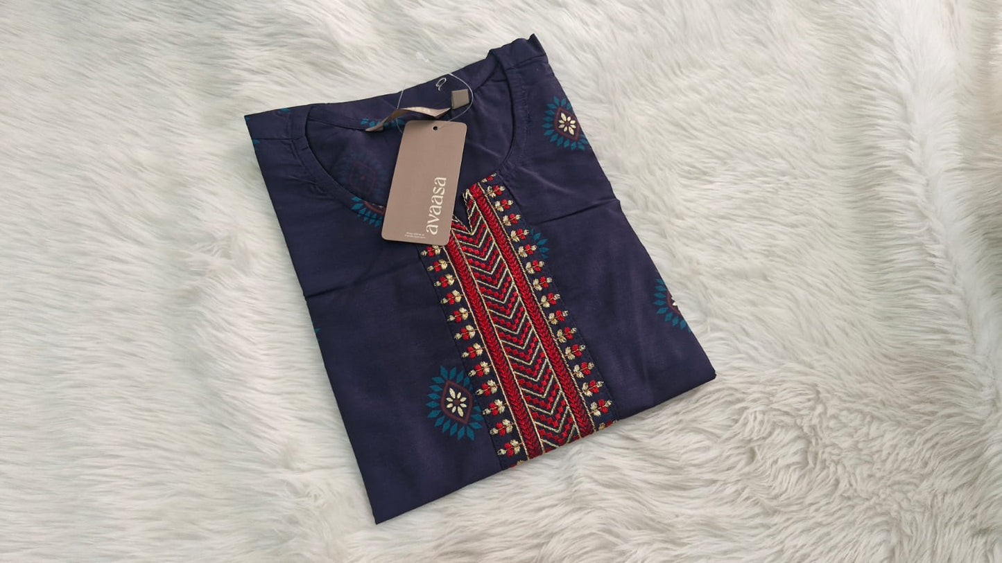 Avaasa Brand kurti - avaasa-navy-blue