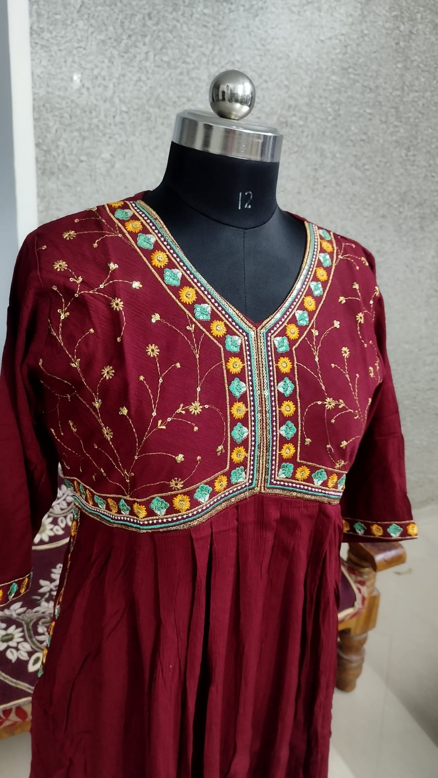 Alya Cut Kurti - claret
