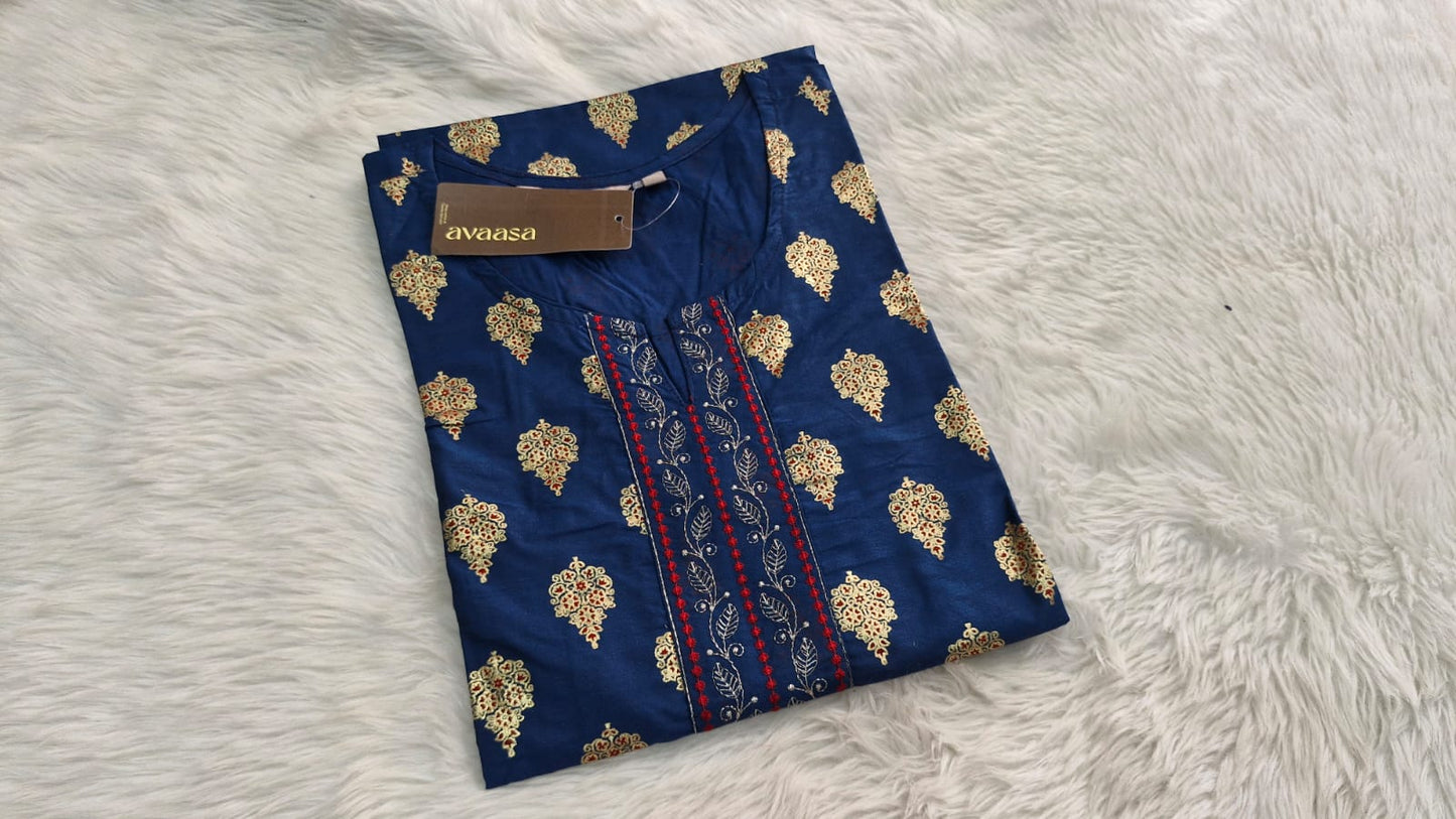 Avaasa Brand kurti - avaasa-royal-blue