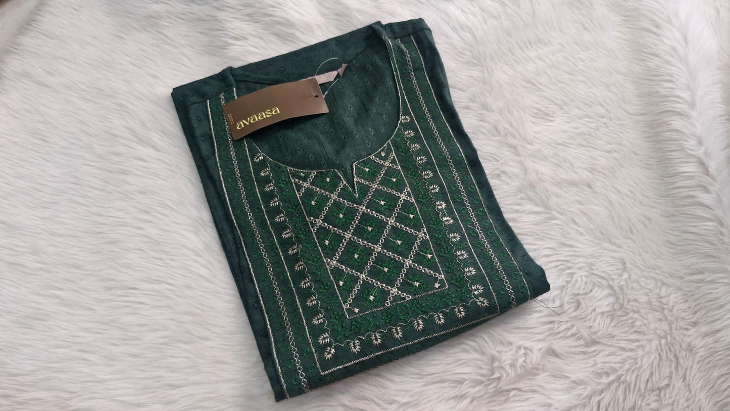 Avaasa Brand Bottle Green kurti