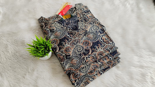 Navy blue foil print kurti