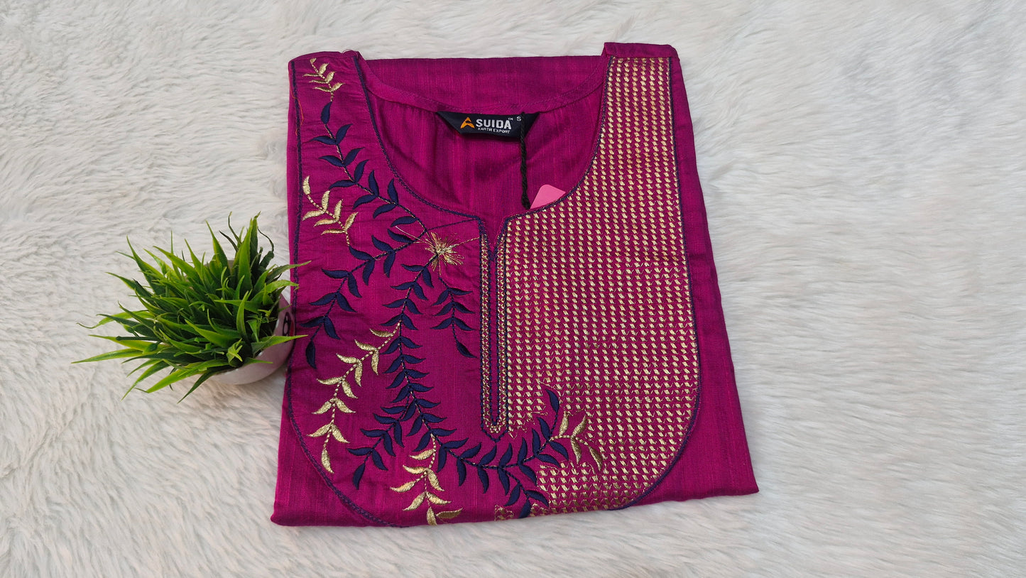 Embroidery side open kurti